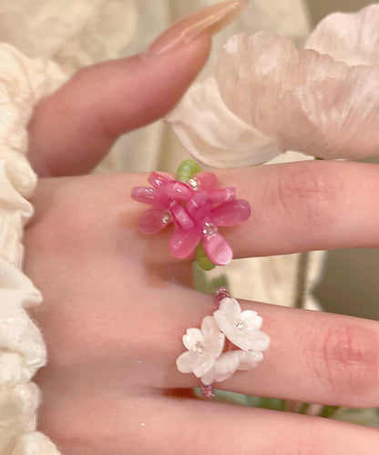 Handmade Colorblock Acrylic Beads Rings Two-piece Set