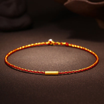 999 Gold Protection Red String Bracelet Four Wishful Knots