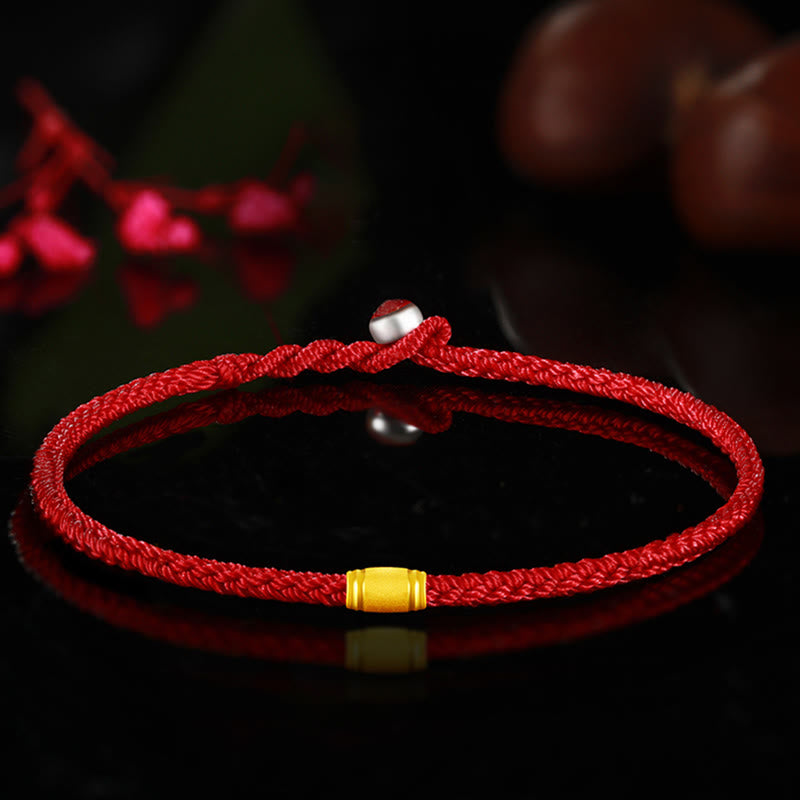 999 Gold Red String Bracelet With Eight Thread Peace Knot