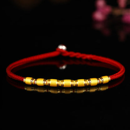 999 Gold Red String Bracelet With Eight Thread Peace Knot