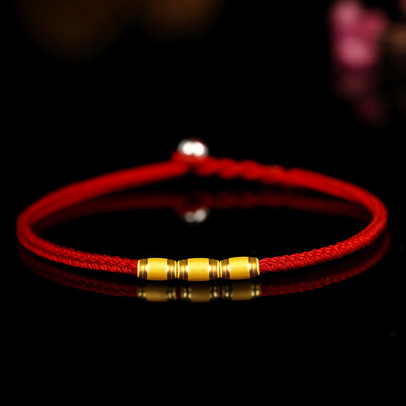 999 Gold Red String Bracelet With Eight Thread Peace Knot