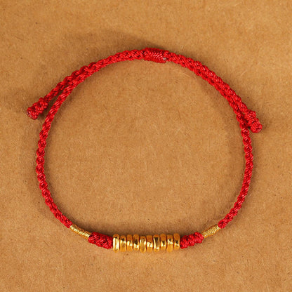 999 Gold Ultra-thin Braided Red String Bracelet
