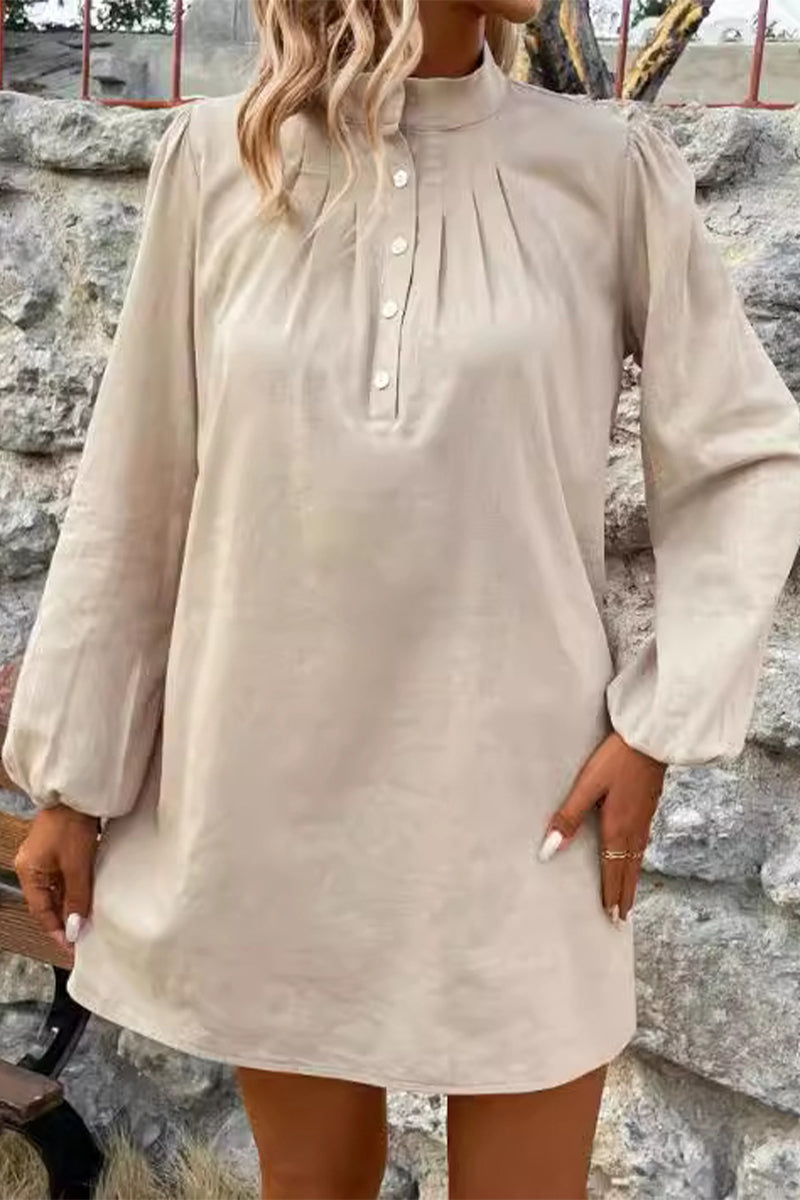 Simplicity Buttons Mandarin Collar a Line Dresses