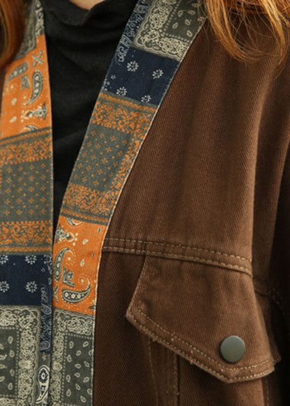 Brown Pockets Tie Fall Coat