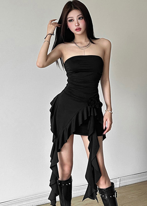 White Cold Shoulder Asymmetrical Ruffled Top Summer