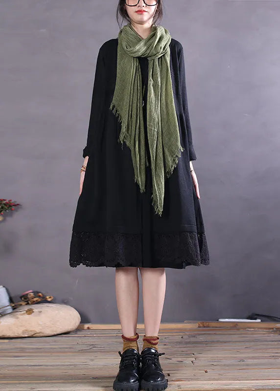 Khaki Button Hollow Out Patchwork Knit Cardigan Spring