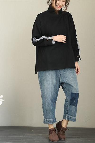 High Neck Cotton Fleece Tops