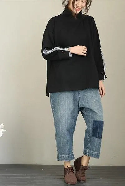 High Neck Cotton Fleece Tops