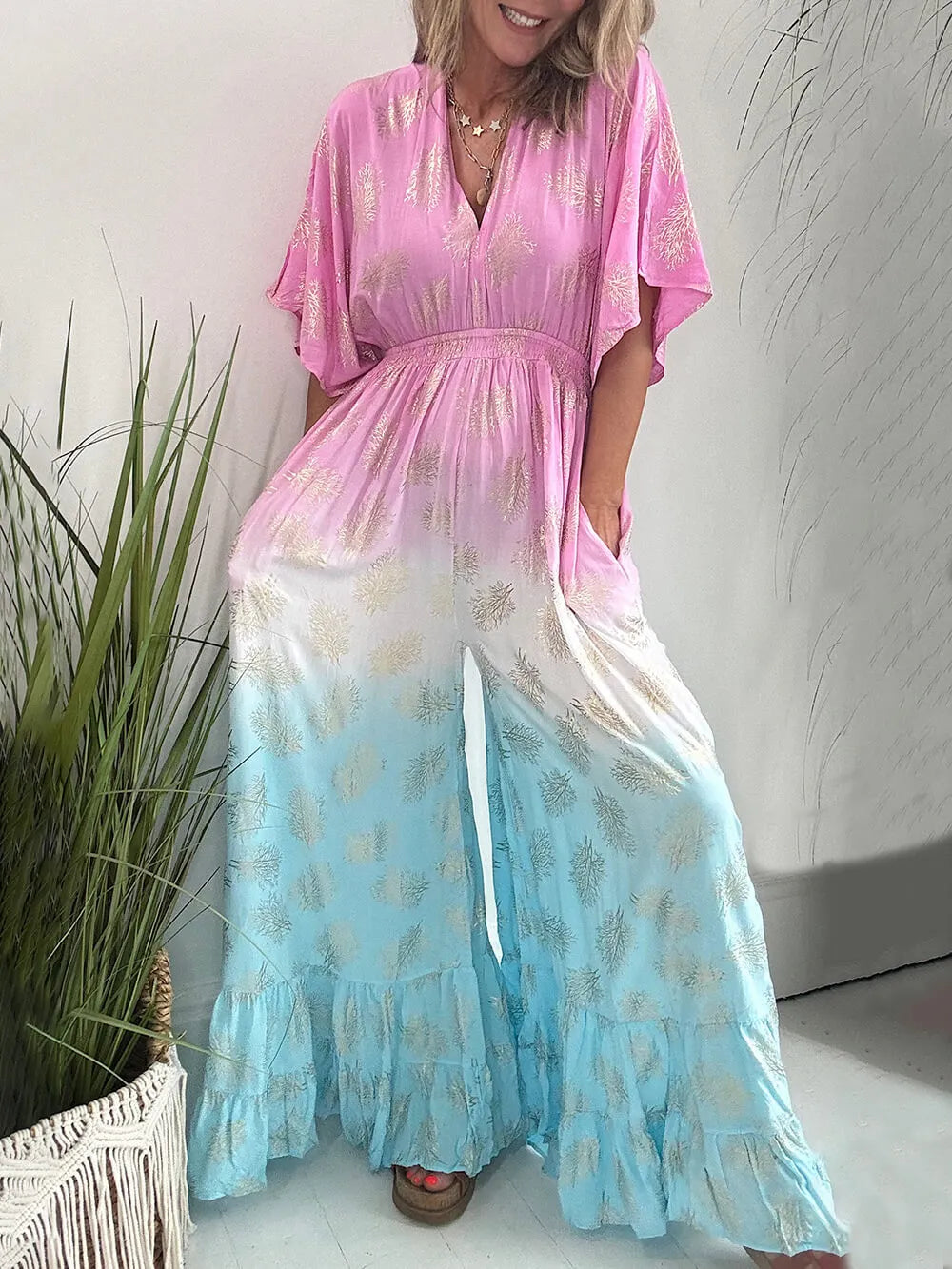 Two-tone Gradient Print the Last Queen Jumpsuit