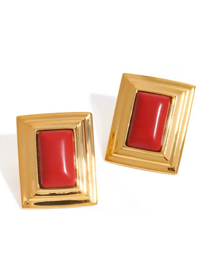 Charvi Agate Geometric Studs