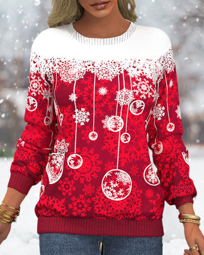 Sweatshirt with Raglan Sleeves in Christmas Motif