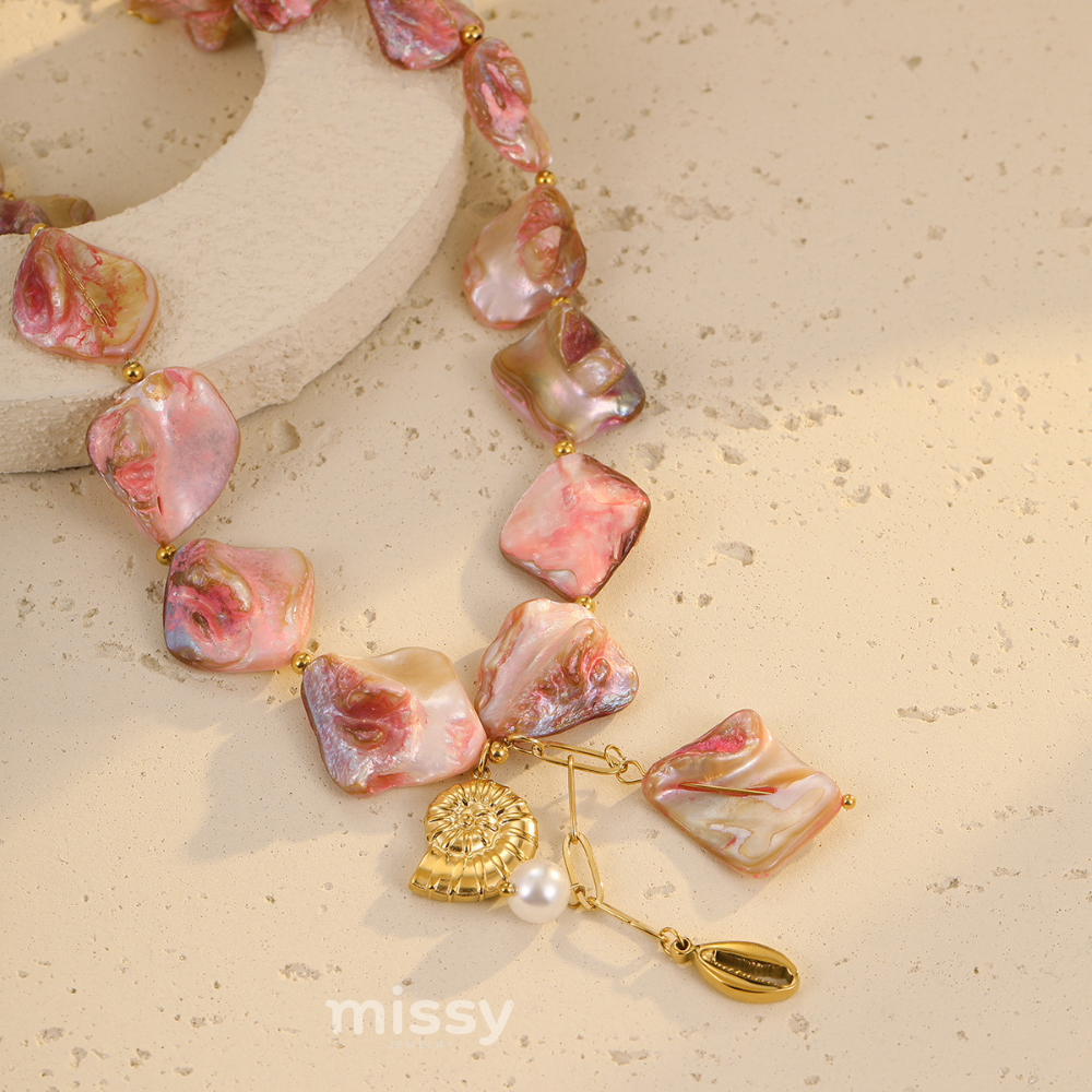 Saori Pink Shell Necklace