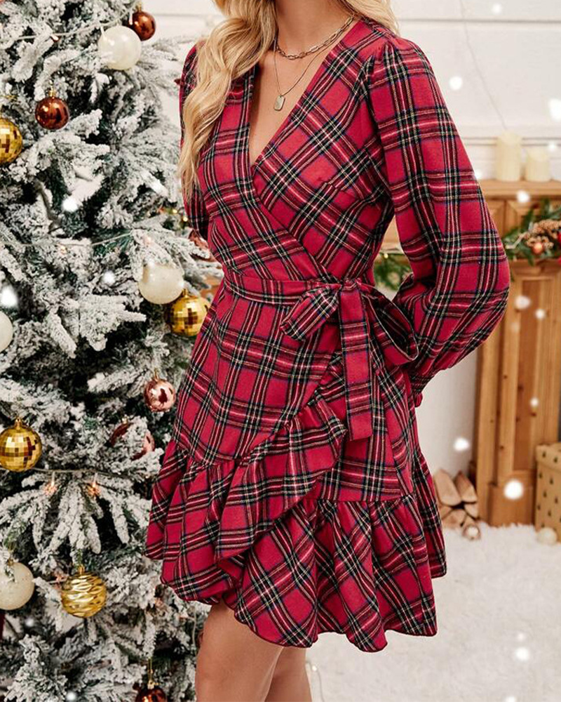 Christmas V-Neck Swing Dress