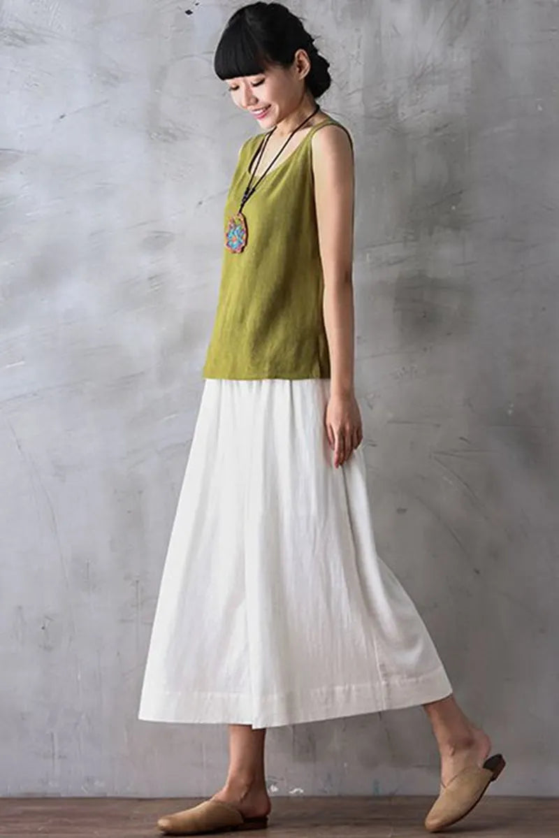Summer Wide Leg Dress Pants Cropped Trousers