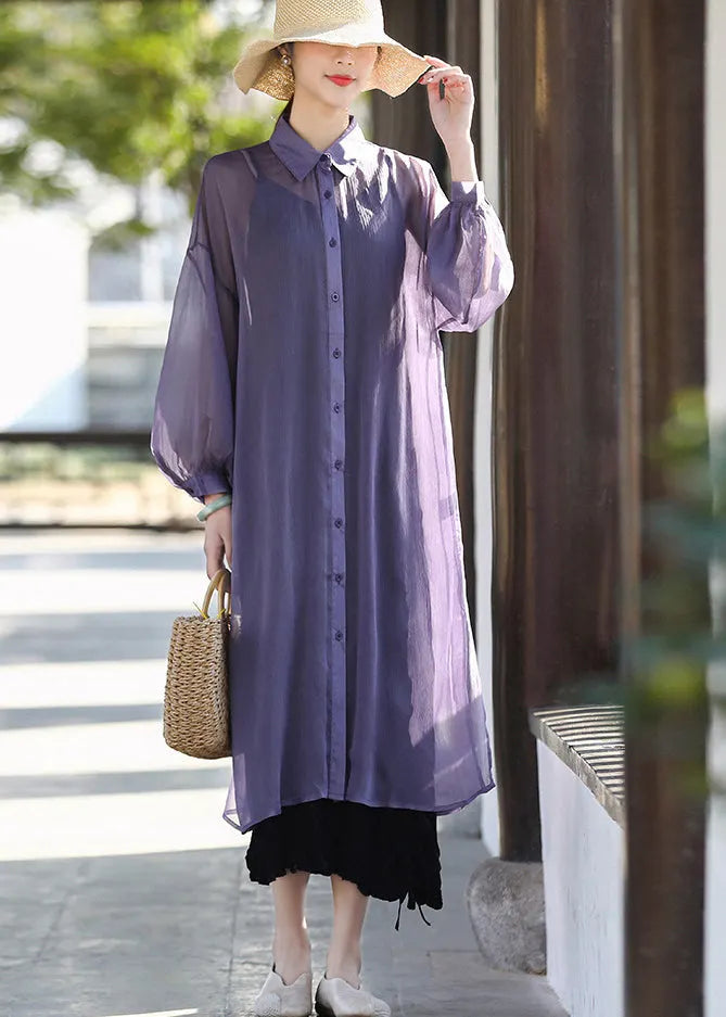 Purple Upf 50+ Tulle Long Cardigans Long Sleeve