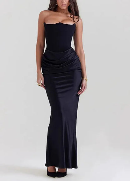 Pink Strapless Backless Slim Fit Strapless Dress