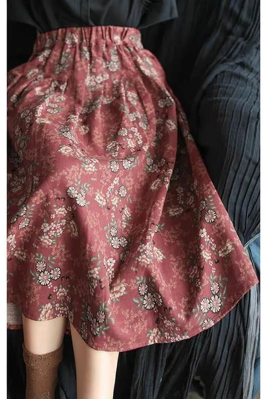 100% Cotton Print Elastic Waist Summer Skirt