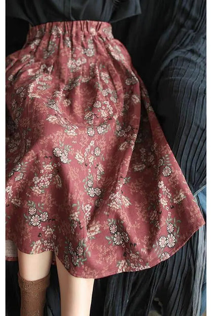 100% Cotton Print Elastic Waist Summer Skirt