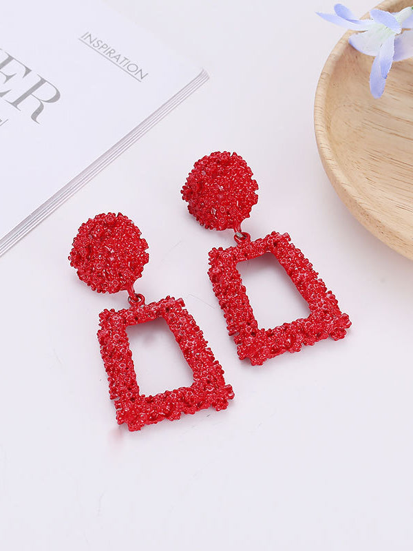 Geometric Hollow Color Drop Earrings