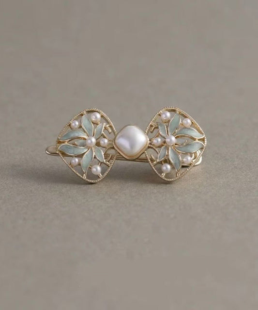 Chinese Style Blue Alloy Pearl Hollow Out Hairpin
