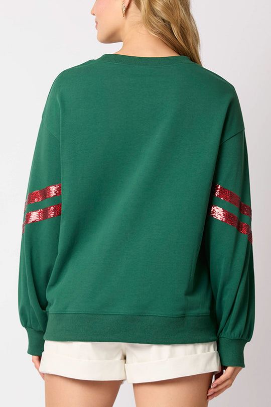 Christmas Sequin Crew Neck Casual Sweatshirt