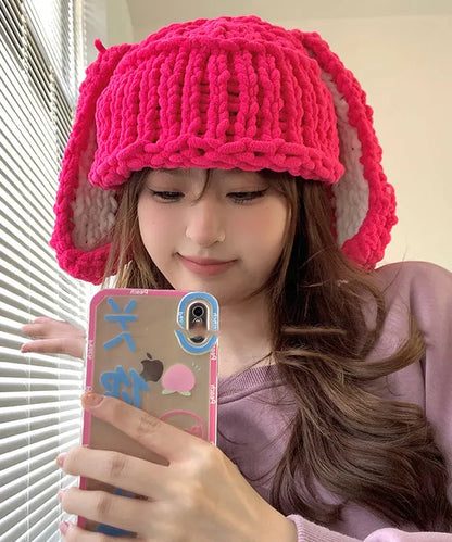 Handmade Rose Warm Knit Bonnie Hat