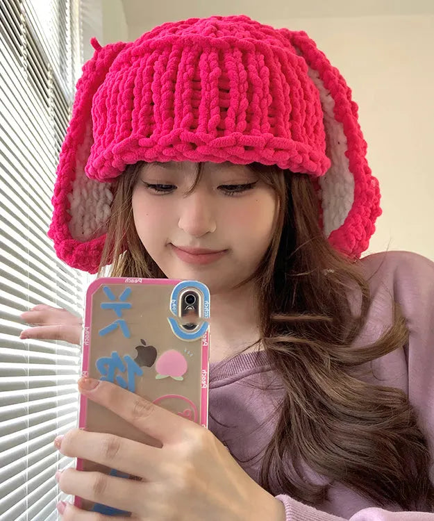 Handmade Rose Warm Knit Bonnie Hat