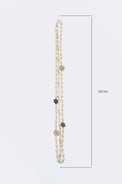 Faux Pearl Metal Long Necklace