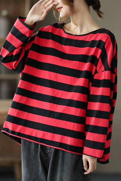 Limited Stock- 100% Cotton Spring Striped T-shirt