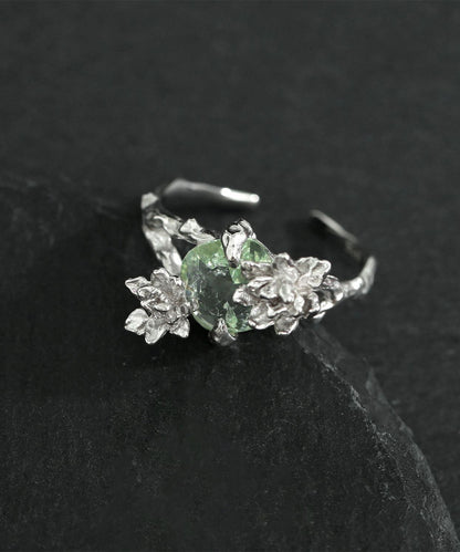 Stylish Silk Sterling Silver Alloy Gem Stone Open Rings