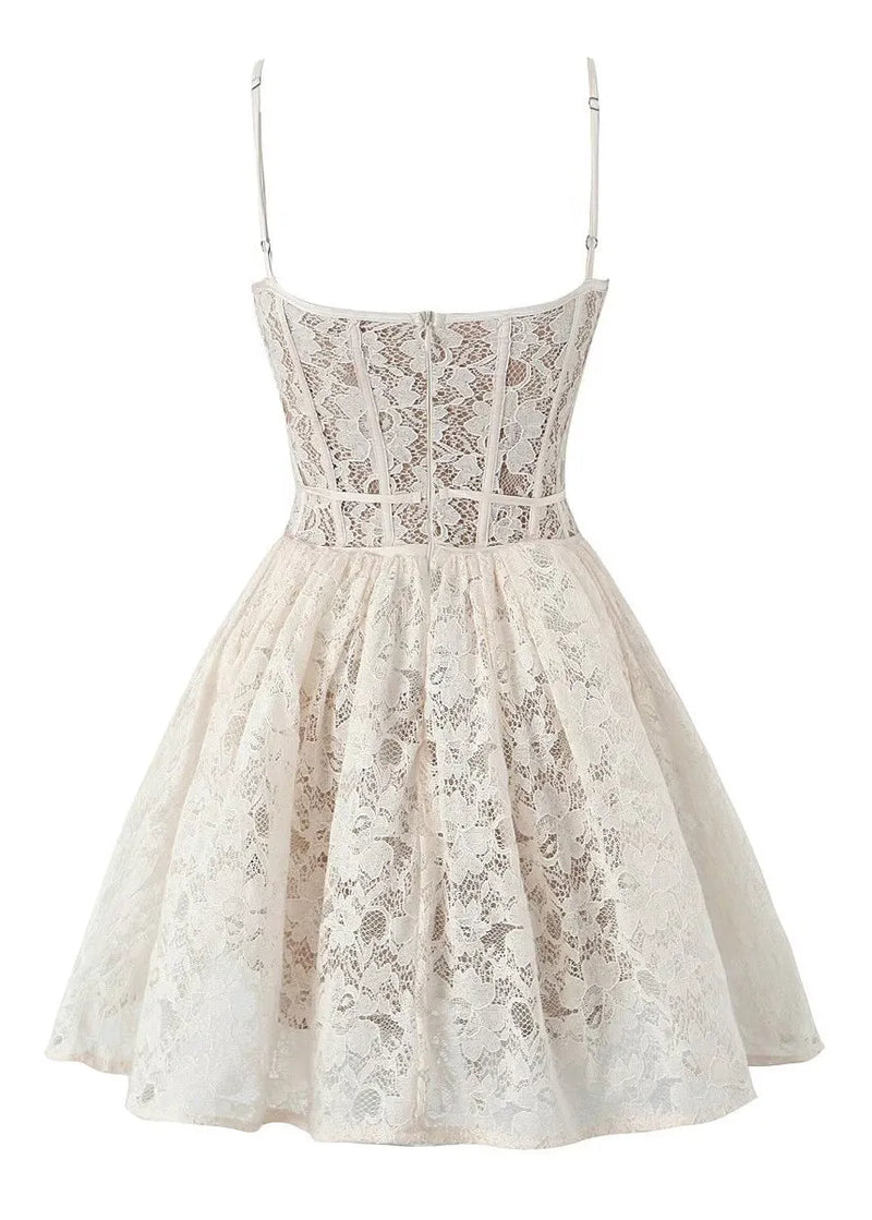 Backless Lace Spaghetti Strap Dress Summer