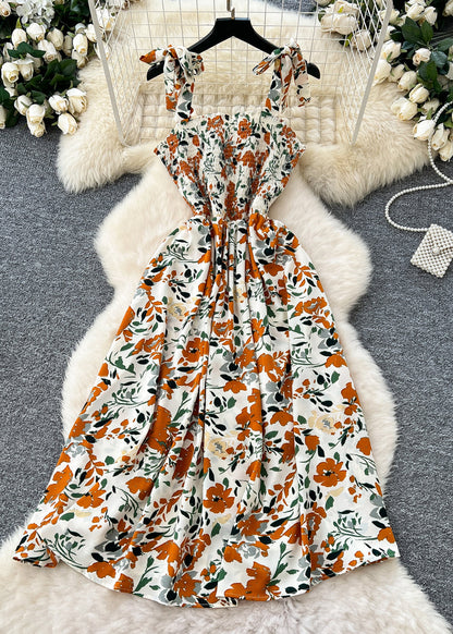Apricot Print Chiffon Cami Dress Summer