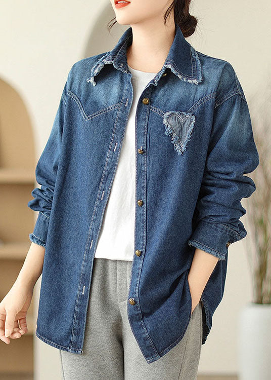 Blue Peter Pan Collar Button Denim Coat Spring
