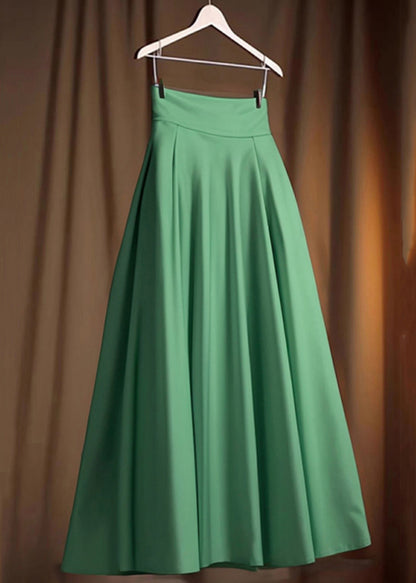 Simple Green High Waist Cotton Skirt Spring
