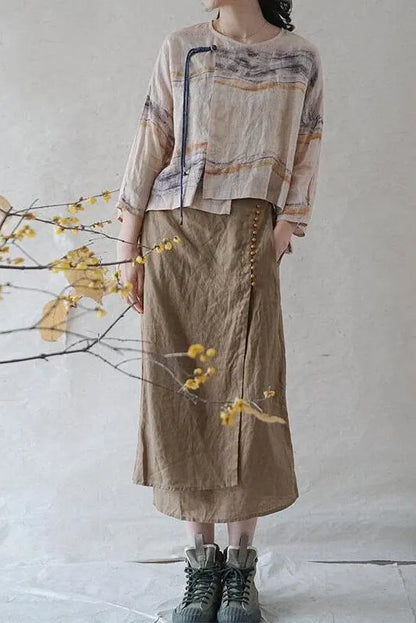 100% Cotton Summer Lace-up T-shirt