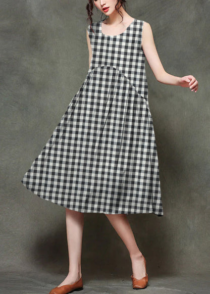 Rose O-neck Wrinkled Long Dresses Sleeveless