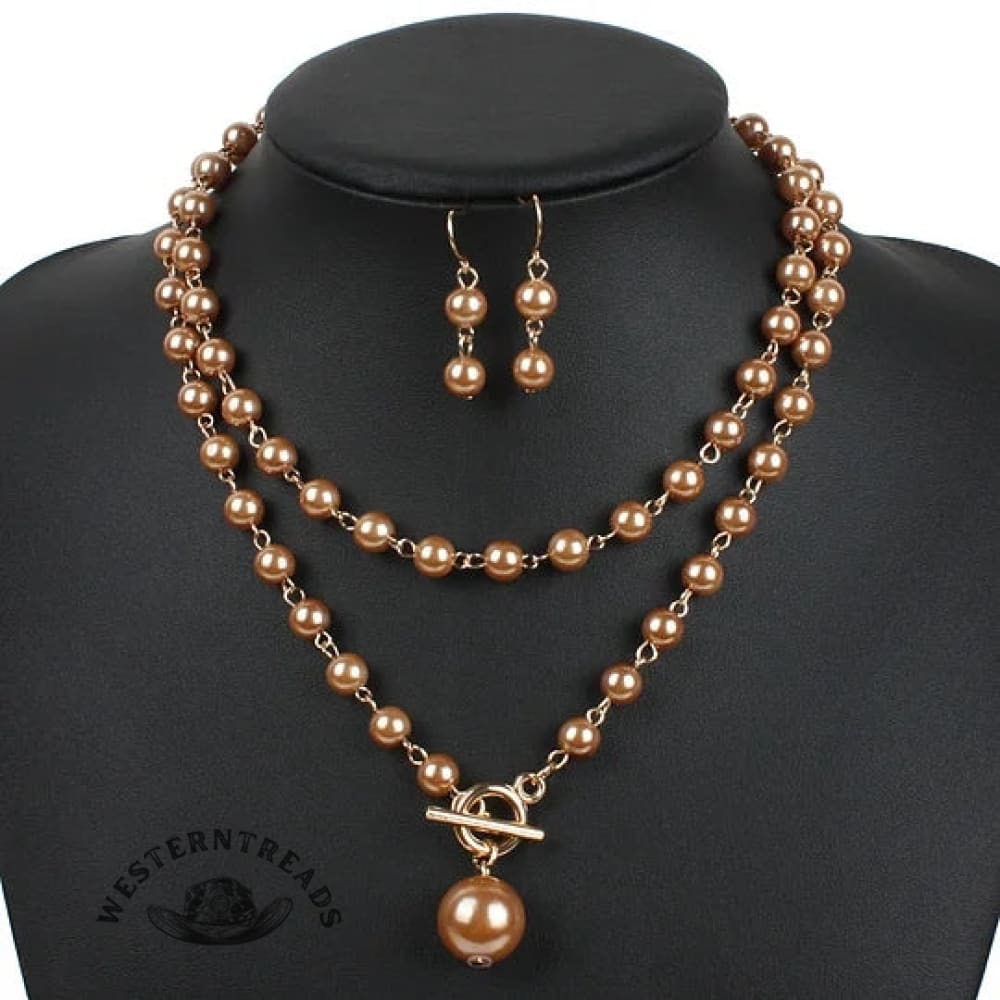 Pearl Necklace Earring Set