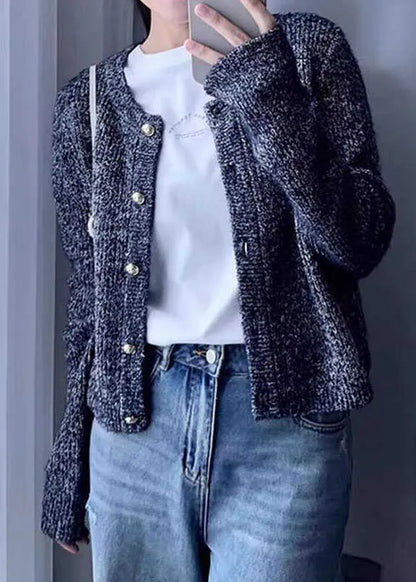 Grey O Neck Button Cozy Wool Knit Cardigans Fall