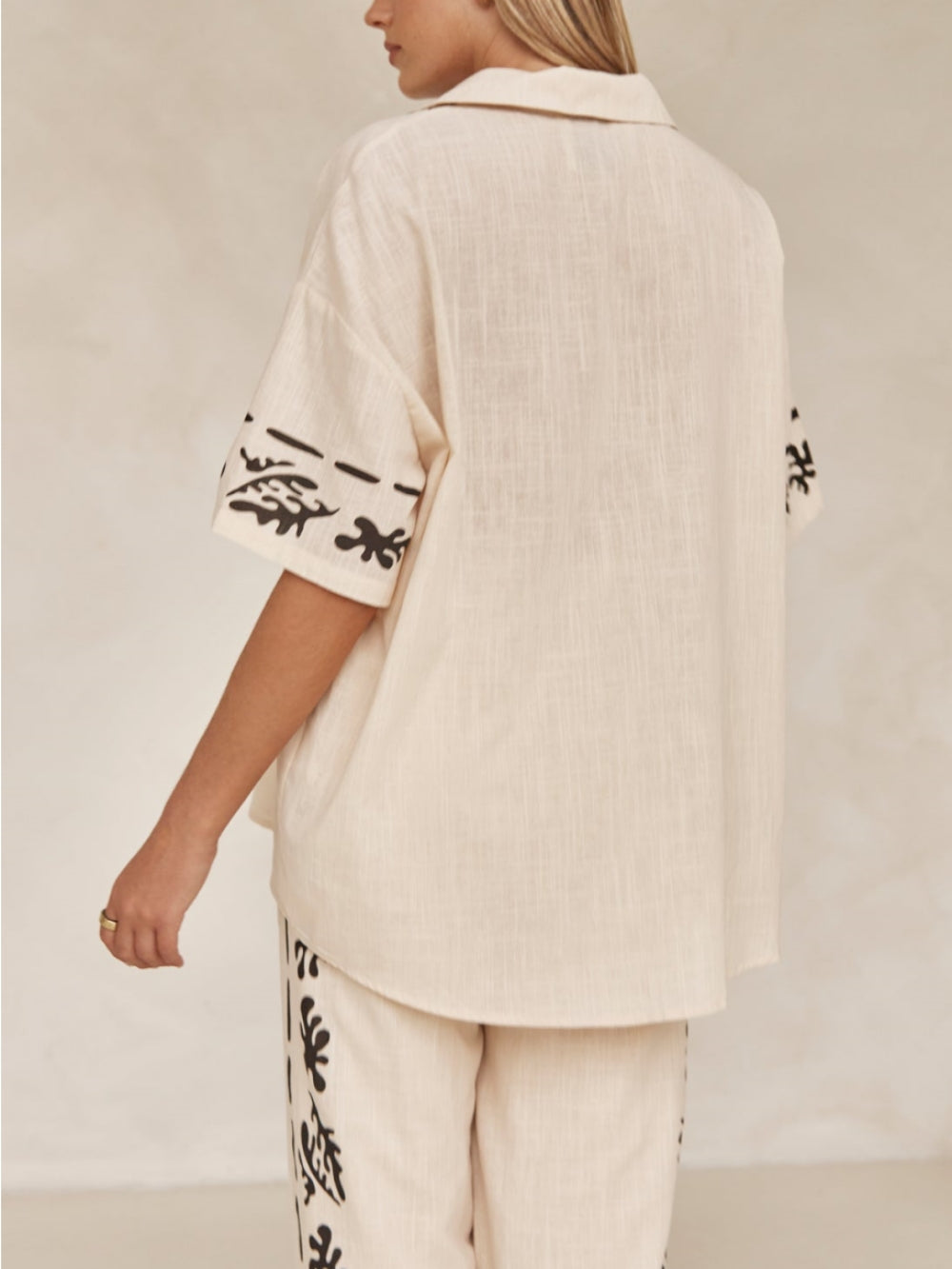 Cream Black Printed Shirt