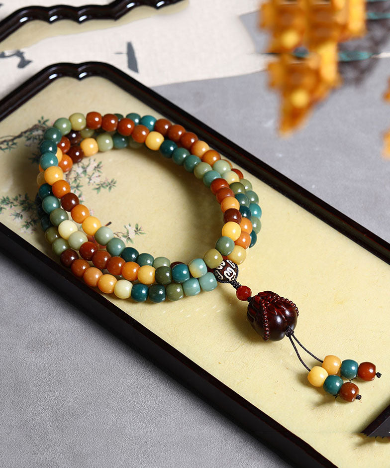 Colorblock Bodhi Red Buddha Bead Lariat Necklace