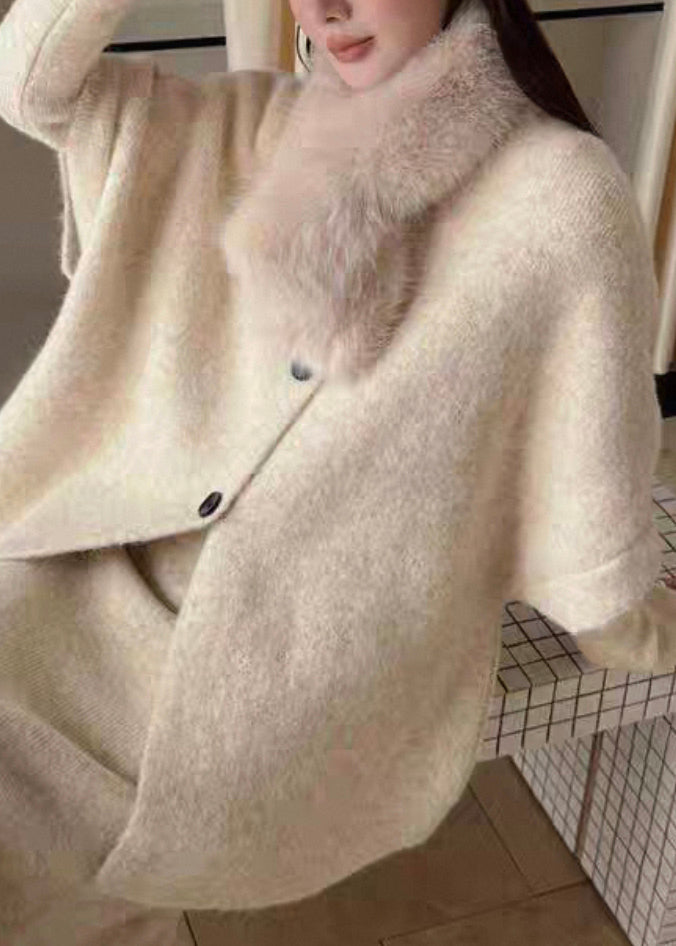 Slim Fit Beige Button Coat and Dresses Knit Three Piece Set Spring