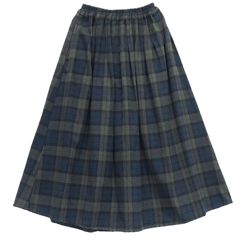 Spring Plaid A-line Cotton Skirt