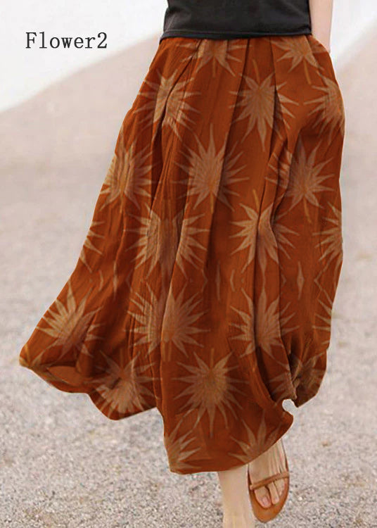 Retro Striped Polka Dots Pockets Linen Skirt Summer