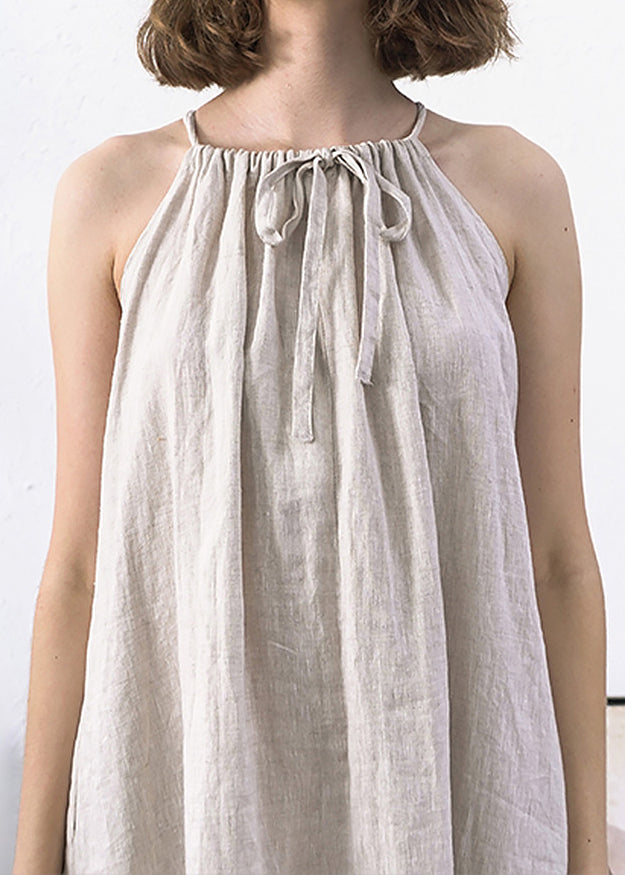 Loose Linen Wear on Both Sides Spaghetti Strap Dresses Sleeveless
