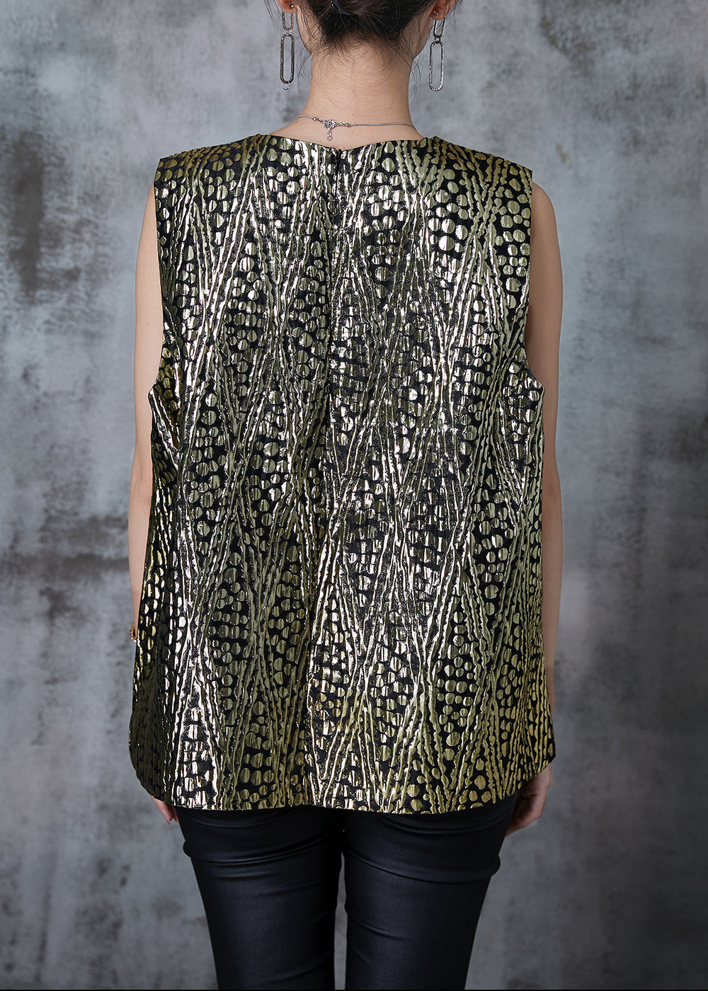 Golden Oversized Original Design Vest Sleeveless