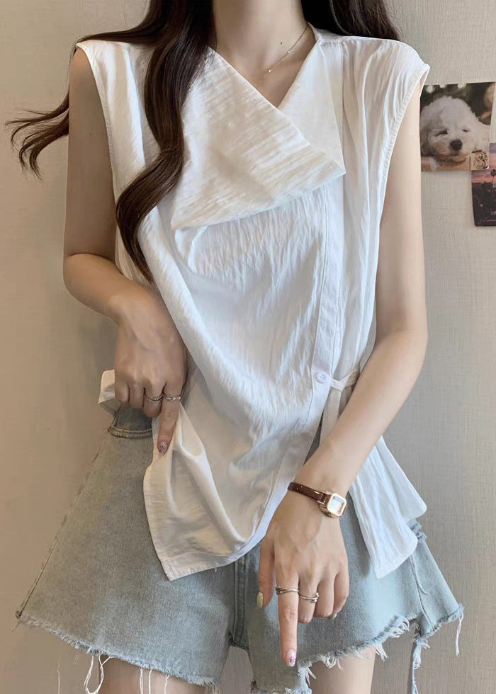 Handmade Khaki Asymmetrical Tunic Button Shirt Summer