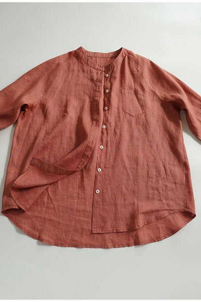 Simple Linen Blouse Tops