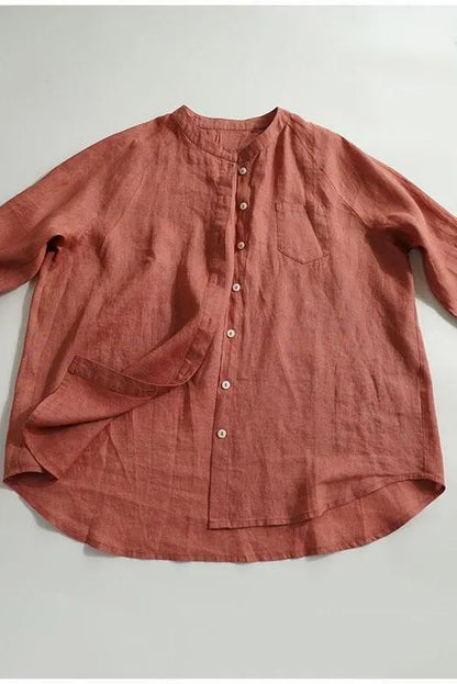 Simple Linen Blouse Tops