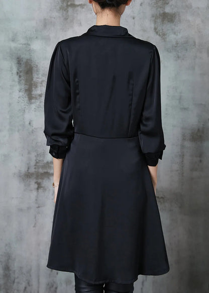 Diy Black Asymmetrical Wrinkled Chiffon Mid Dress Spring