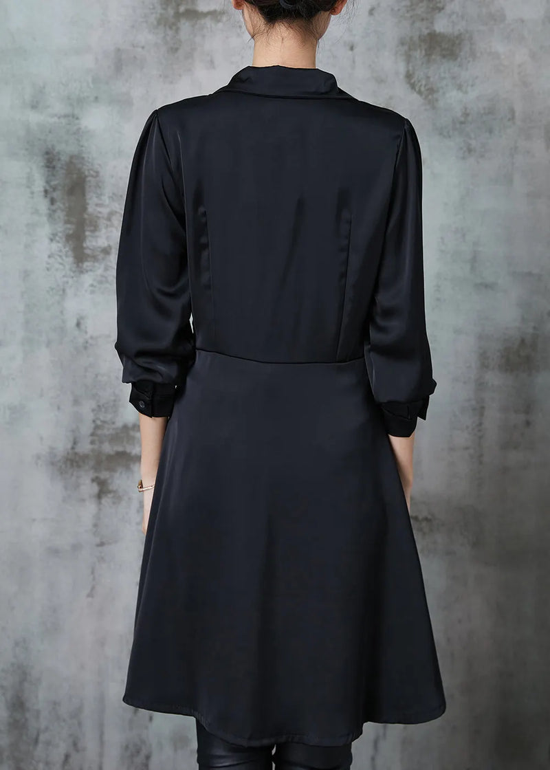 Diy Black Asymmetrical Wrinkled Chiffon Mid Dress Spring
